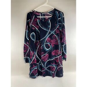 Arianna by Howard Dress Women's Size S/M Black Pink Blue Paisley Semi-sheer NWT